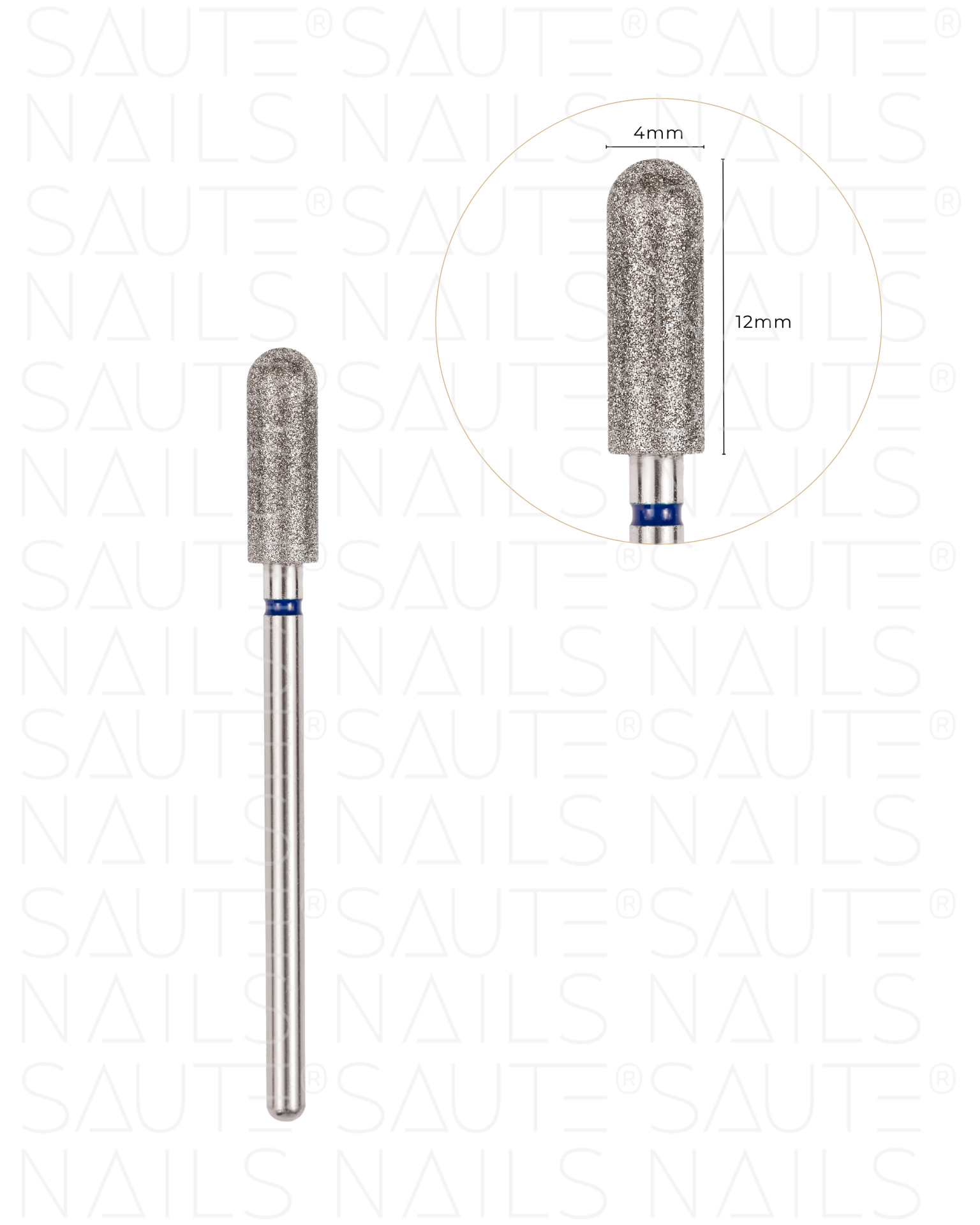 Broca de Diamante N.08 Broca de manicure diamantada prateada com dimensões destacadas