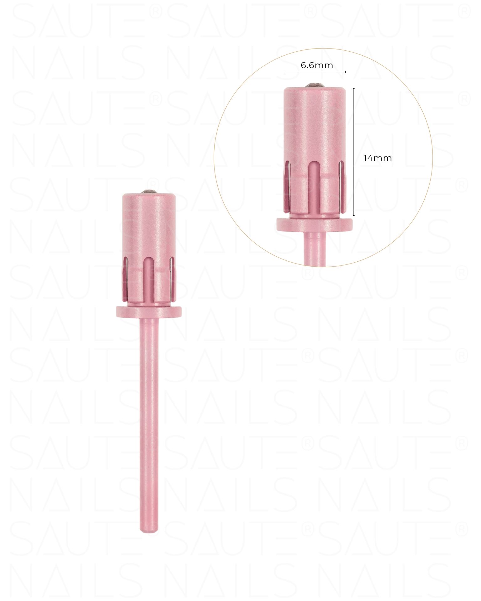 Mandril Rosa Fresa para unhas cor-de-rosa metálica com medidas 6,6mm x 14mm