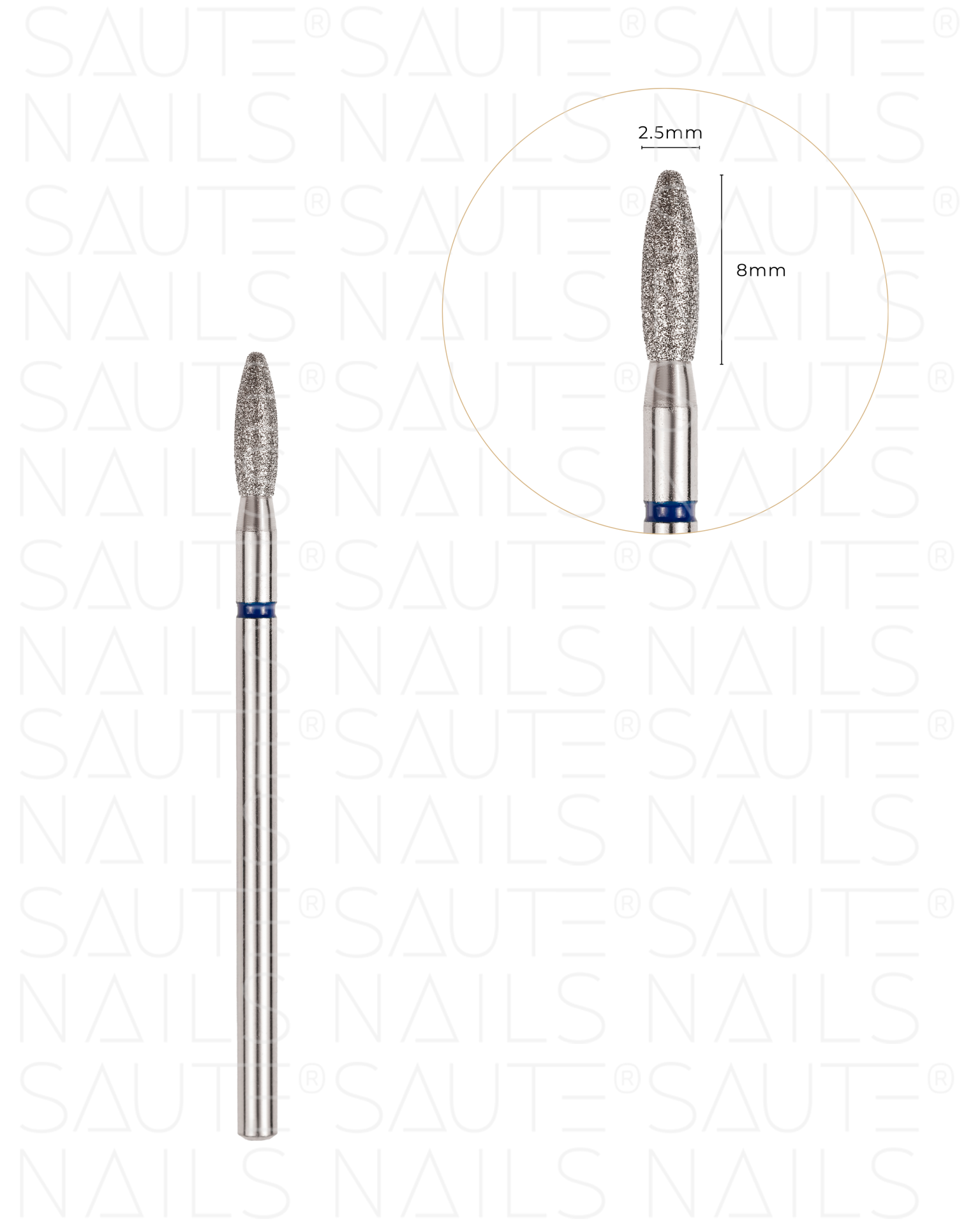 Broca de Diamante N.04 Broca para unhas cónica em aço inoxidável com ponta diamantada e anel azul