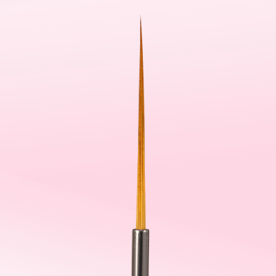 Pincel fino para nail art com cabo metálico e cerdas amarelas