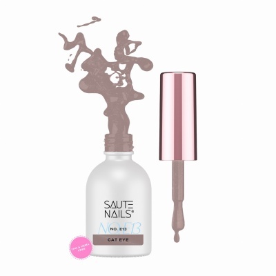 Esmalte de unhas Saute Nails cor castanha com tampa rosa e aplicador