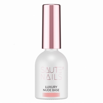 Frasco branco fosco com tampa rosa brilhante, base para unhas Saute Nails