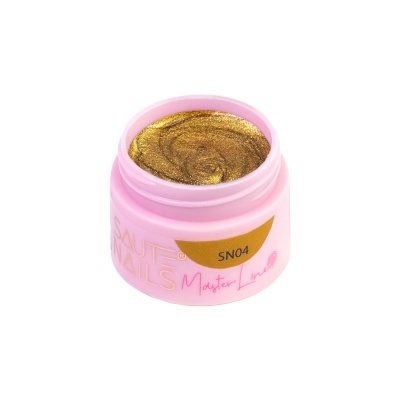 Pote de verniz unhas rosa com verniz dourado metálico brilhante