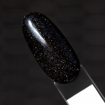 Amostra de esmalte preto com glitter multicolorido