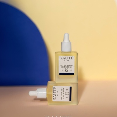 Frascos de óleo para cutículas SAUTE CARE em vidro fosco com conta-gotas branco