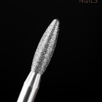 Broca de diamante para manicure prateada com detalhe azul