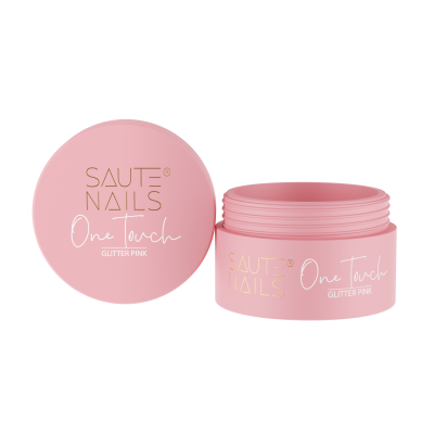 Tigela rosa para unhas Saute Nails One Touch Glitter Pink com tampa