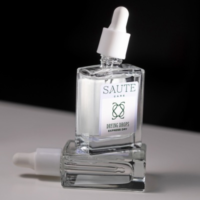Frascos de gotas secantes SAUTE Care em vidro transparente com conta-gotas brancos