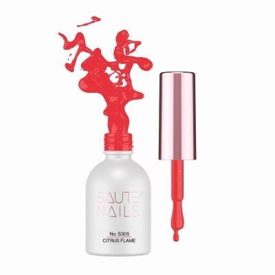esmalte de unhas vermelho SAUTE NAILS com pincel e tinta