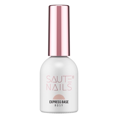 Frasco de verniz para unhas branco com tampa rosa metálica