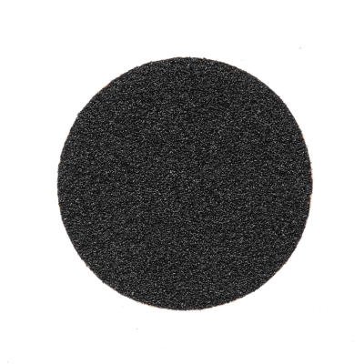 Disco abrasivo circular preto com textura granulada sobre fundo branco e texto SAUTE NAILS®