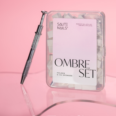 Conjunto Ombre Set SAUTE NAILS com esponjas e suporte metálico