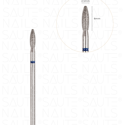 Broca para unhas cónica em aço inoxidável com ponta diamantada e anel azul