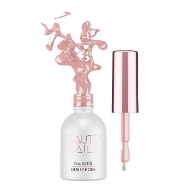 Verniz para unhas SAUTE NAILS cor rosa claro com embalagem branca e tampa rosa
