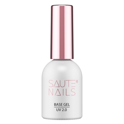 Frasco de base gel para unhas com tampa rosa