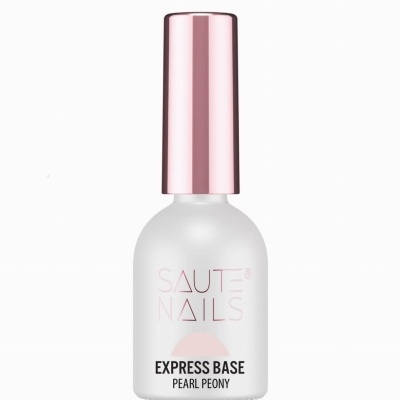 Frasco de verniz de unhas SAUTE NAILS EXPRESS BASE PEARL PEONY com tampa rosada