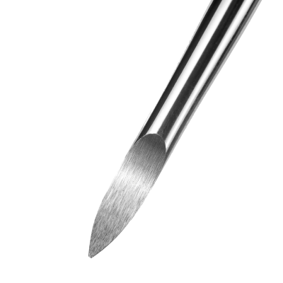 Ferramenta metálica para unhas com ponta afilada e texto SAUTE NAILS®