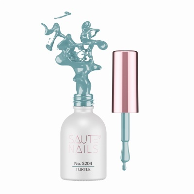 Verniz de unha SAUTE NAILS azul esverdeado S204 TURTLE com tampa rosa metálica