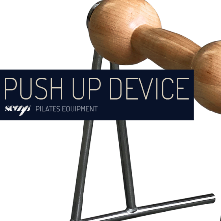 Dispositivo de push up para pilates com madeira e metal