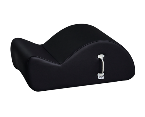 Sofá ergonómico preto com alavanca metálica prateada