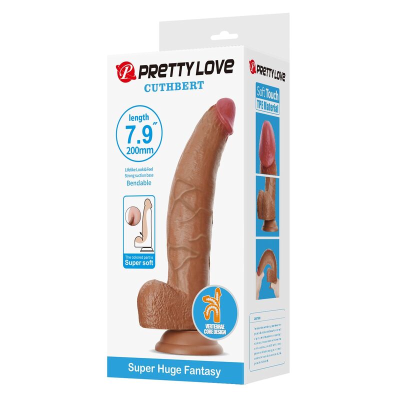 PRETTY LOVE - CUTHBERT DILDO FLEXÍVEL REALISTA 20 CM Ø 5 CM TPE MARROM PRETTY LOVE - CUTHBERT DILDO FLEXÍVEL REALISTA 20 CM Ø 5 CM TPE MARROM