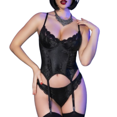 Conjunto Sedutor: Corpete em Couro, Tanga e Meias