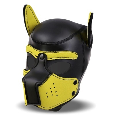 INTOYOU BDSM LINE Máscara Neoprene Cão Preto/Amarelo Tamanho Único