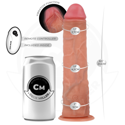 DILDO REALISTA COM VENTOSA E VIBRAÇÃO COM CONTROLE REMOTO 21,5 CM - COCK MILLER