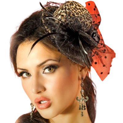 Chapéu Preto Acetinado com Renda e Tule