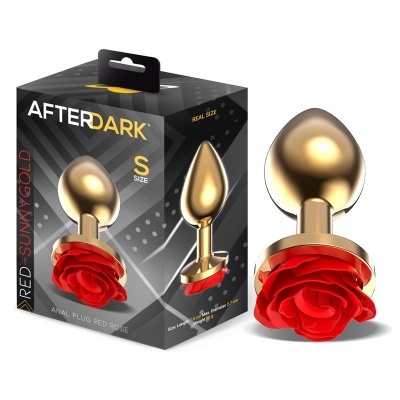 Plug Anal Dourado AFTERDARK Rosa Vermelha Tamanho S