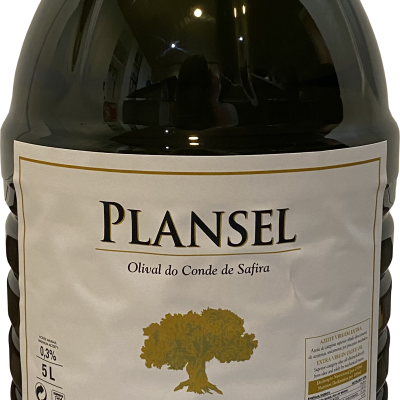 Garrafa plástica verde escura de 5L com azeite extra virgem Plansel de Portugal