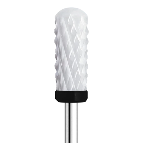 Broca cilíndrica branca com haste metálica