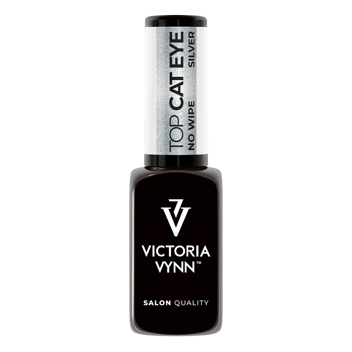 Victoria Vynn - Top Silver Cat Eye No Wipe - 8 ml Frasco de verniz de unhas preto VICTORIA VYNN Top Cat Eye Silver