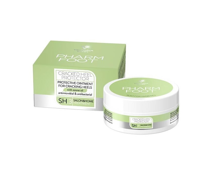 Pharm Foot Ozone Oil - Cracked Heel Protector 75 ml Creme protetor Pharm Foot para calcanhares em embalagem verde e branca
