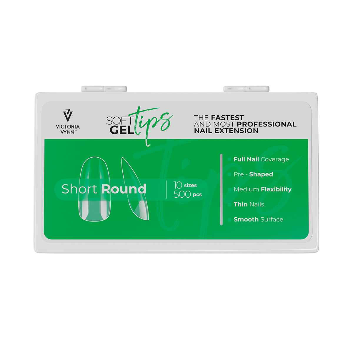 Caixa de unhas postiças Victoria Vynn Soft Gel Tips curtas e redondas