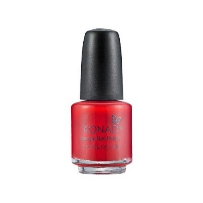 Frasco de verniz de unhas vermelho da KONAD com tampa preta