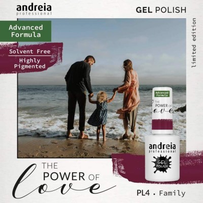 Verniz gel vinho escuro andreia professional com imagem de família na praia