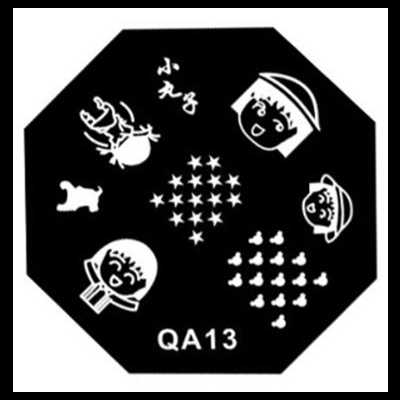 Placa de carimbo de unhas com desenhos brancos em fundo preto