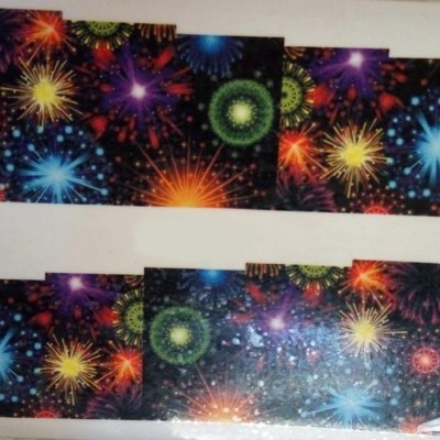 cartões com padrão colorido de fogos de artifício