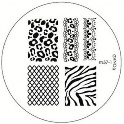 Placa redonda com quatro padrões diferentes em preto e branco para decoração