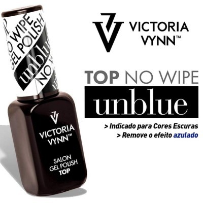 Frasco de verniz gel preto Victoria Vynn com texto e logotipo da marca
