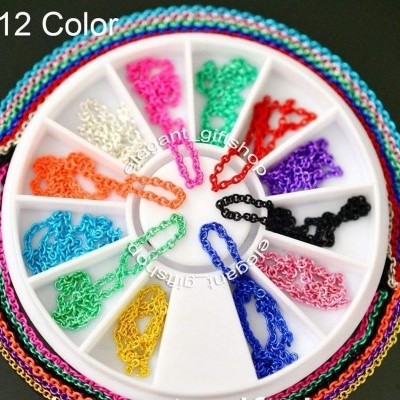 Conjunto de correntes coloridas em caixa redonda com divisórias