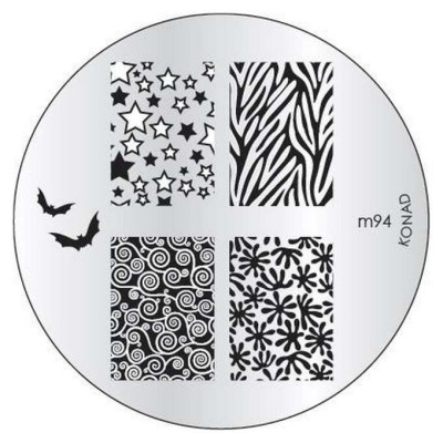 Placa metálica redonda com padrões para carimbos de unhas