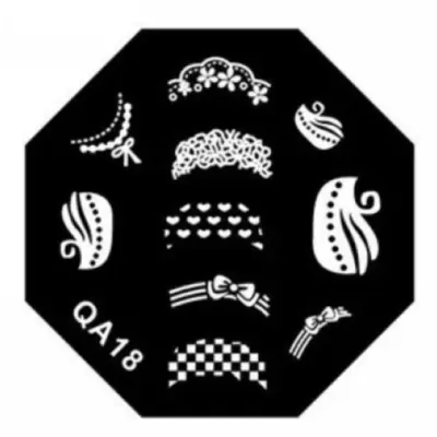 Placa preta com desenhos brancos para decoração de unhas