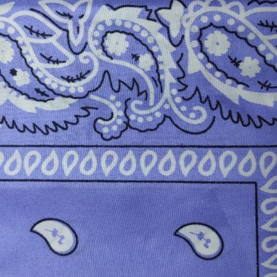 Pano de tecido padrão bandana azul e branco com motivos em gotas e flores