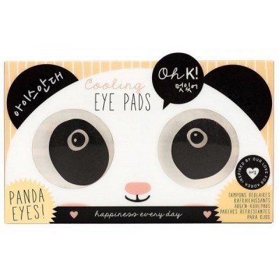Embalagem de pads de olhos refrescantes design panda preto e branco com texto Cooling EYE PADS