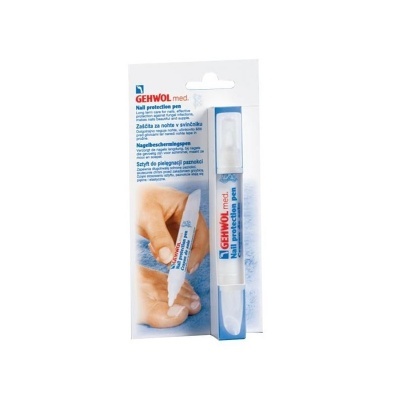 Caneta protetora para unhas GEHWOL med. Nail protection pen em embalagem azul e branca.