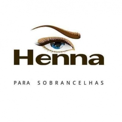 Logótipo Henna para sobrancelhas com olho azul e sobrancelha castanha