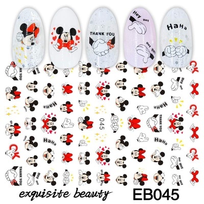 Autocolantes para unhas com figuras da Disney e letras em fundo branco