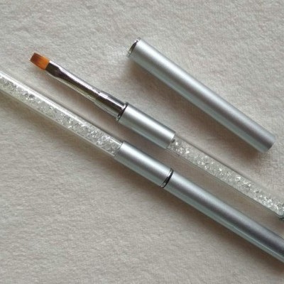 Conjunto de pincéis para unhas com cabo prateado e cristais